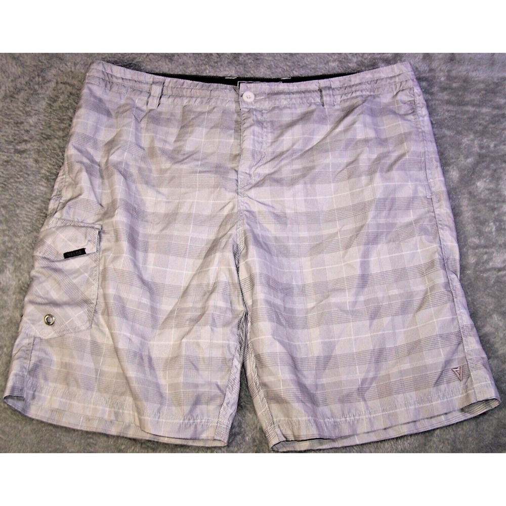 Valor Shorts Men's 39X9 Surf‎ Beach Swim Lightweight Board White Gray Plaid